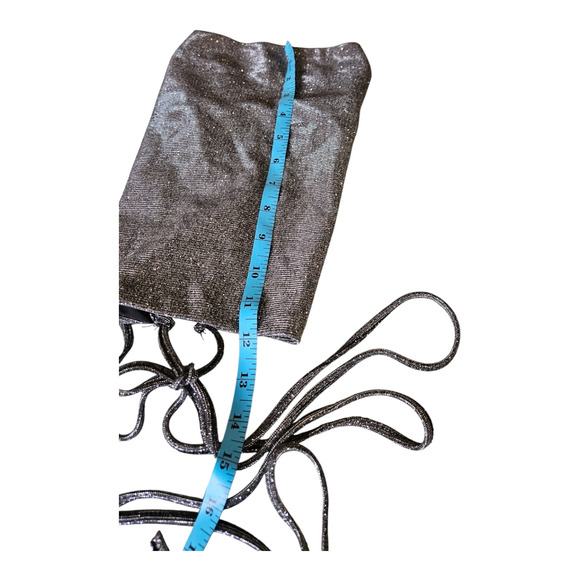 Shein XS Silver Sparkle Sleeveless Tie Closure Tank Top - Picture 7 of 7